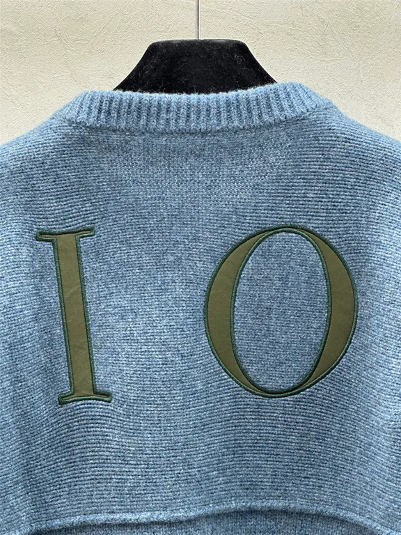 Dior Oversize Crewneck Zip-Up Cardigan in Blue